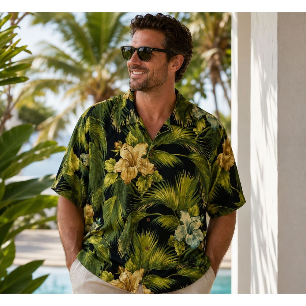 Tommy Bahama Special Rum Camp Shirt Men's XL 100% Silk Hawaiian Aloha Floral